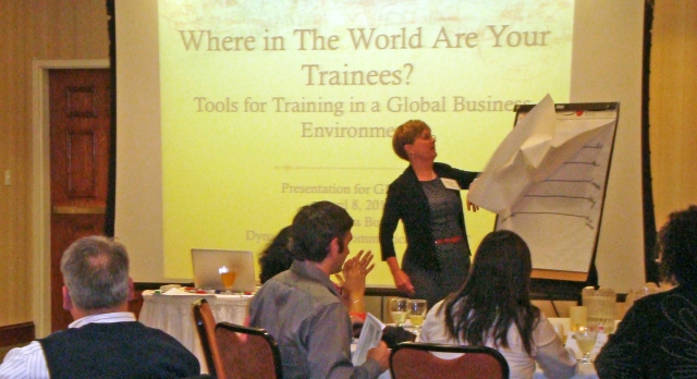 Barbara Boldt training at GDASTD using a flip chart